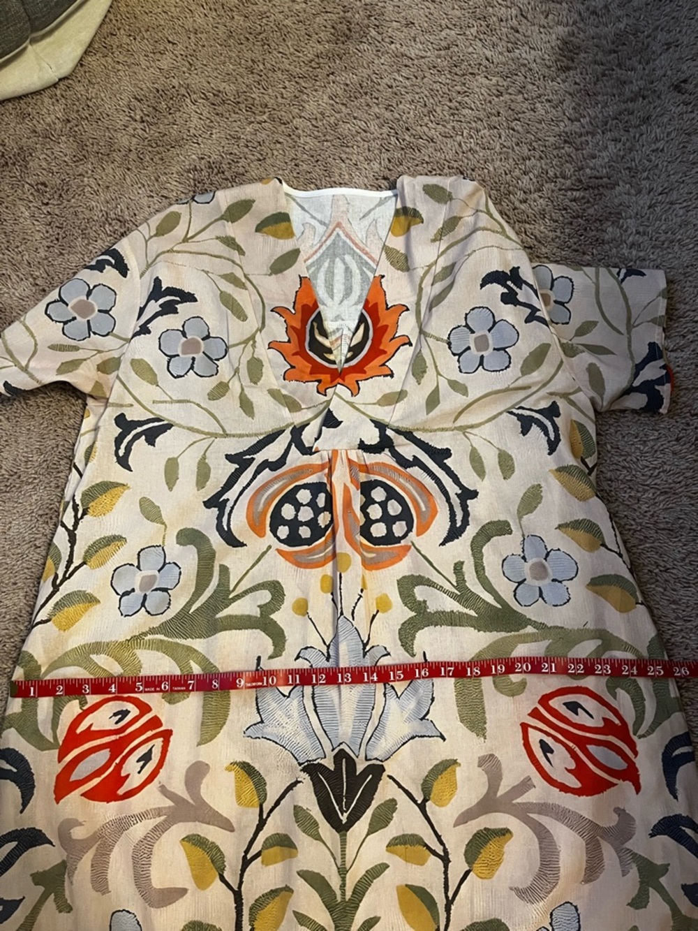 Chrisflo Floral Midi Dress in Cream and Orange NWOT Size XL - Picture 7 of 7
